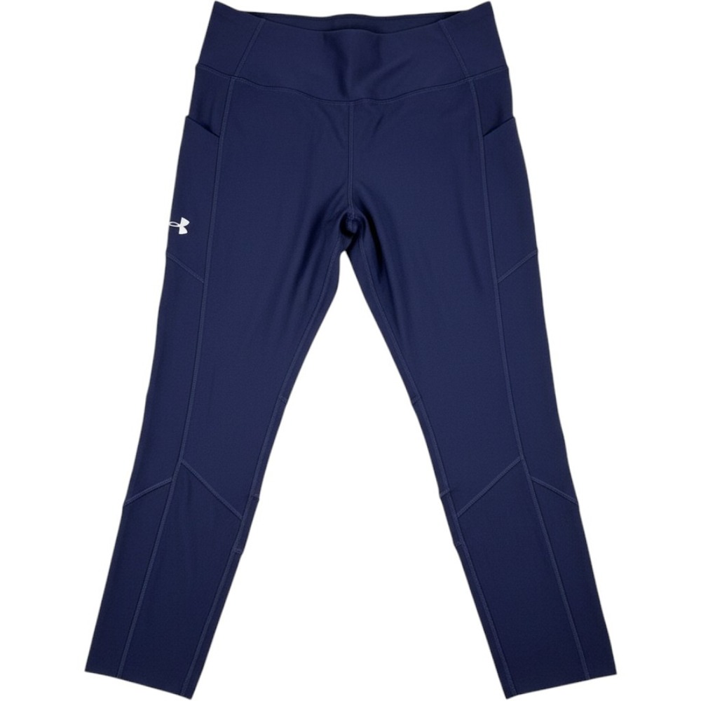 Under Armour HeatGear Compression Leggings Side Pockets Navy Blue Large Womens
